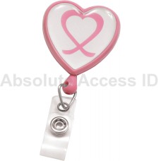 Heart-Shaped Badge Reel with Domed Cancer Awareness Pink (25 Qty) Series