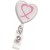 Heart-Shaped Badge Reel with Domed Cancer Awareness White (25 Qty)