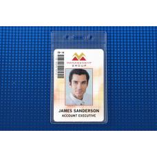 Clear Vinyl Vertical Badge Holder with Fold-Over Flap